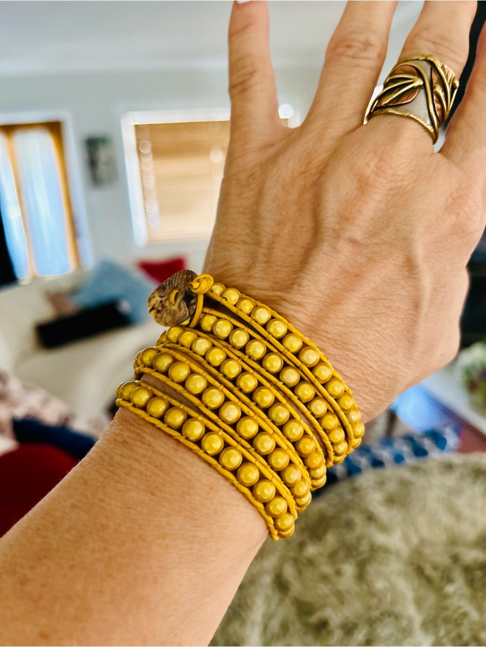 Yellow Beaded Wrap leather Bracelet – Women's Fashion Jewelry